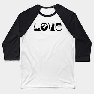 Love Cats Black Silhouette Baseball T-Shirt